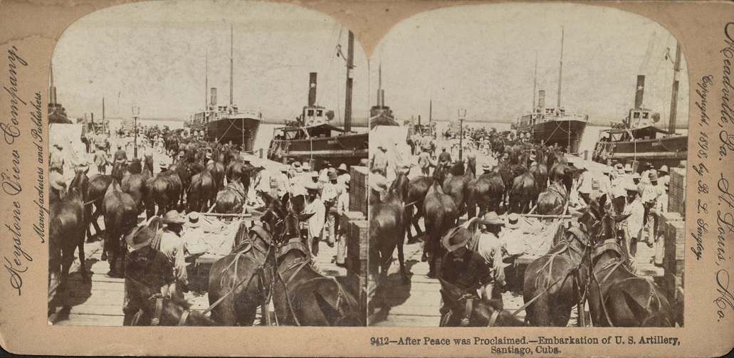 After Peace was Proclaimed – Embarkation of U.S. Artillery, Santiago, Cuba.